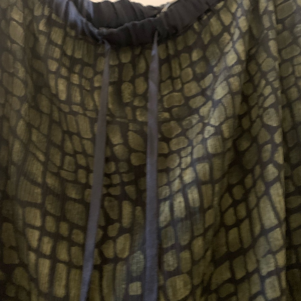 Amanda Smith Olive Green Textured A-Line Skirt with Drawstring